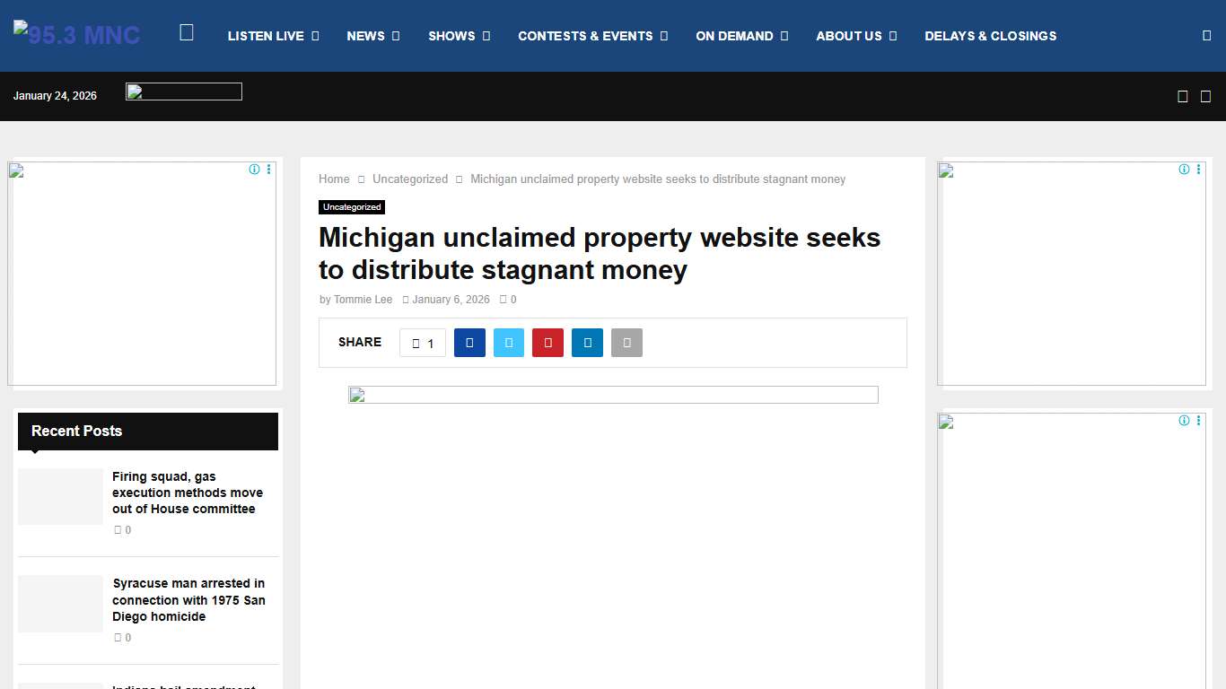 Michigan unclaimed property website seeks to distribute stagnant money - 95.3 MNC