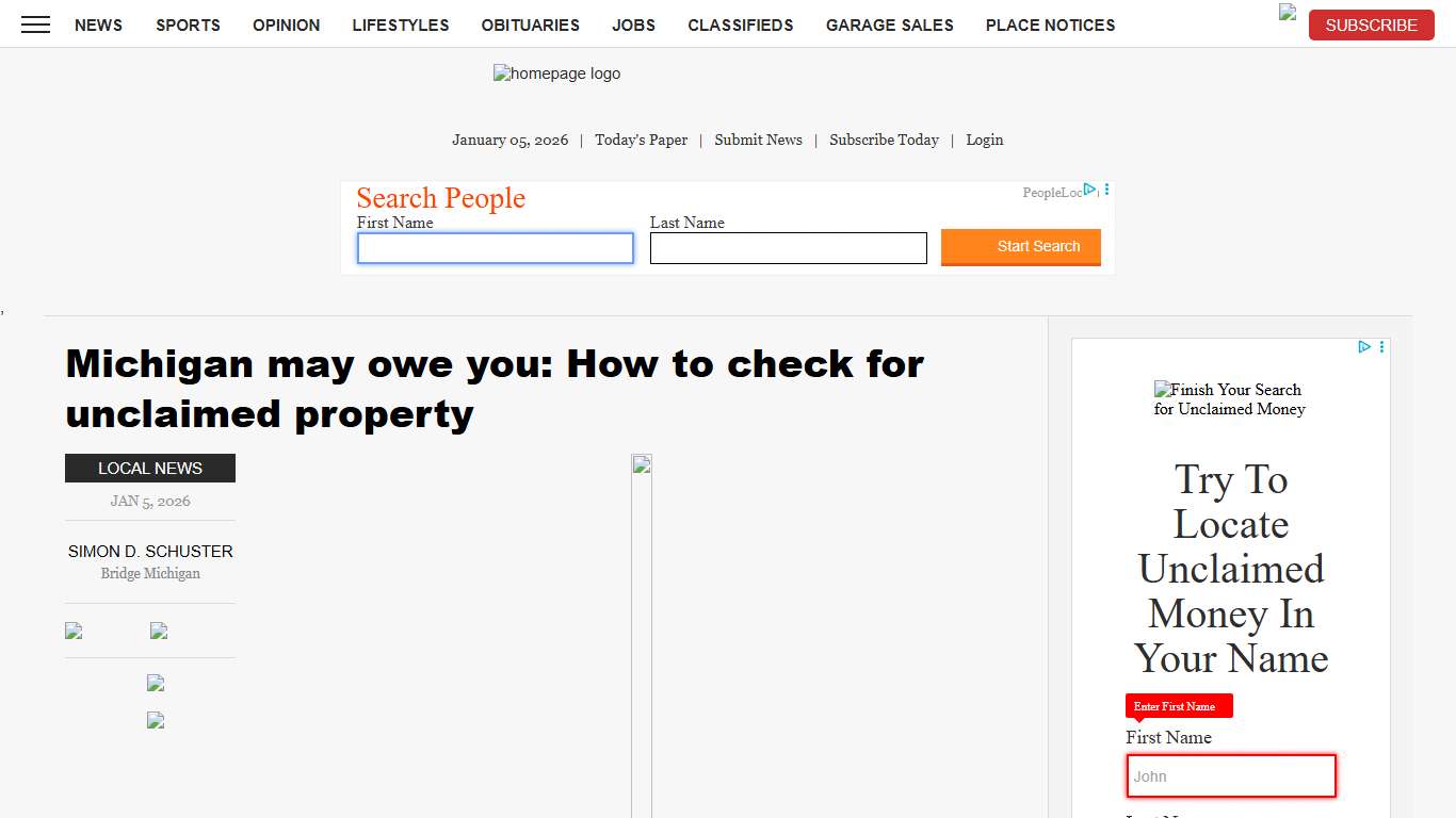 Michigan may owe you: How to check for unclaimed property News, Sports, Jobs - The Daily News